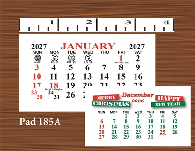 Calendar Pad w Adhesive 185AS - Standard Date Pad