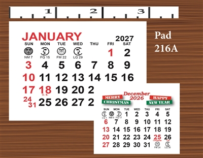 Calendar Pad w/ Adhesive 216AS - Standard Date Pad